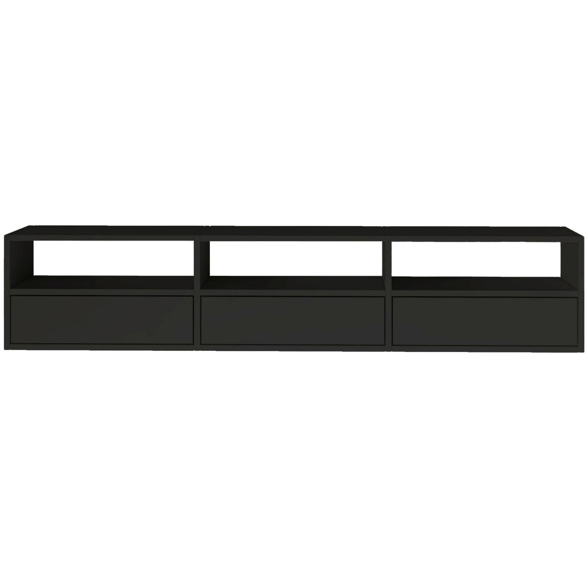 TV-LOWBOARD Framme hängend, 3 Klappen und Ablagen, Schwarz, 150/30/30 cm - Schwarz, Holzwerkstoff (150.1/30/30cm) - Selsey