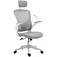 DREHSTUHL 65/64/114-122 cm, ergonomisch mit Kopfstütze und Netzrücken, grau - Grau, Kunststoff (64/122/65cm) - Redom