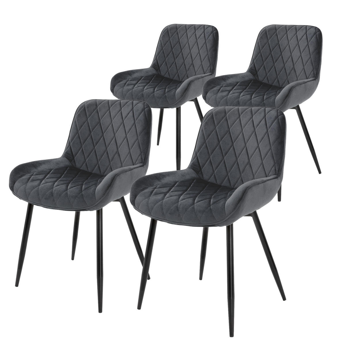 ESSZIMMERSTUHL Samt Anthrazit 4er Set - Anthrazit, Textil (54/81/60cm) - ML-DESIGN