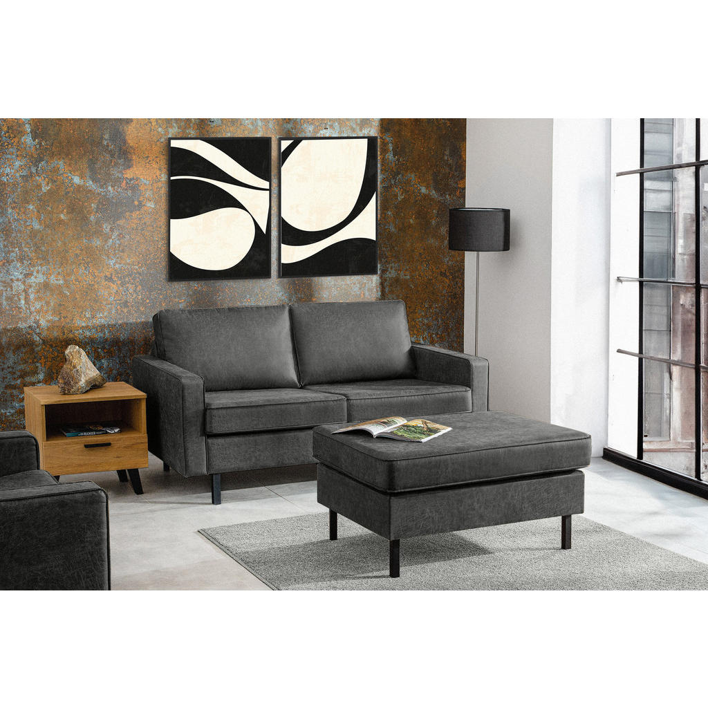 Thumbnail - Konsimo® Hockerstuhl, Dunkelgrau, Textil, Rechteckig, 93x48x70 cm, Hergestellt in Europa, Wohnzimmer, Hocker, Sitzhocker