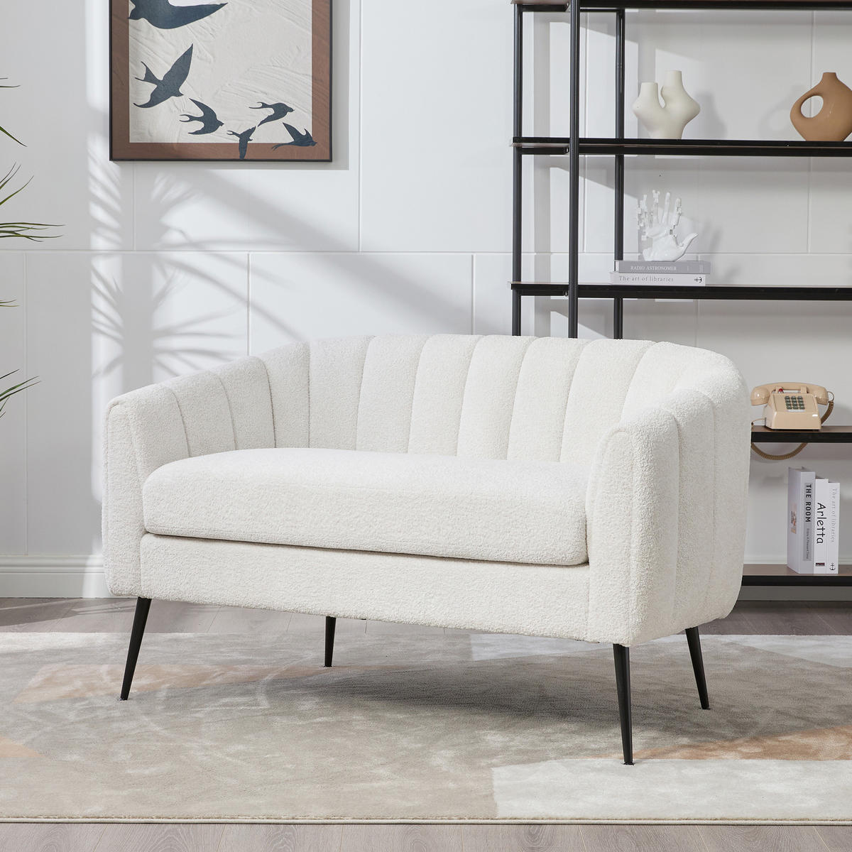 2-SITZER SOFA Chenille Ivory mit abnehmbaren Sitzkissen - Creme, Holzwerkstoff/Textil (127.5/76.5/70cm) - WISHDOR