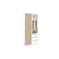 DREHTÜRENSCHRANK LABOO LUX 100/200/58 cm in Weiß mit Lamellen - Weiß, Holzwerkstoff (100/200/58cm) - Deine Möbel 24