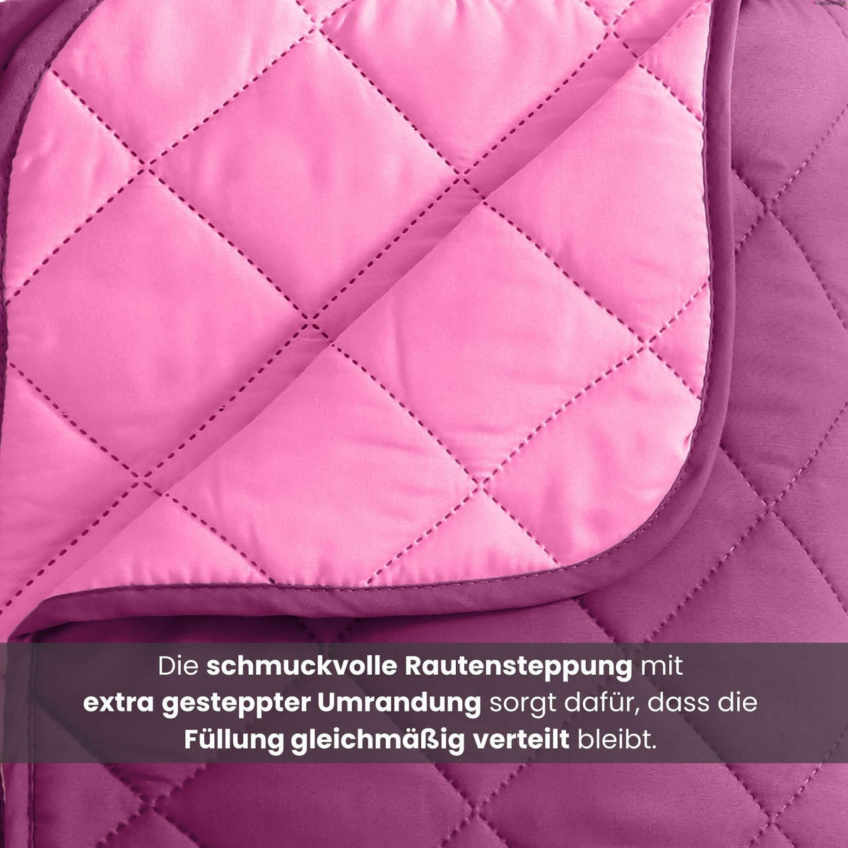 SOMMERBETT Camping lila 155/220 cm Steppbett im Wende-Design Duo-Color - Lila, Textil (155/220cm) - wometo
