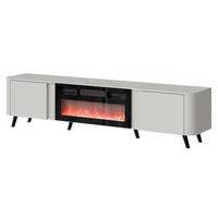 TV-LOWBOARD Volare 200 EF mit Kamin - Kaschmir/Schwarz, Holzwerkstoff/Kunststoff (200/49/39cm) - MIRJAN24
