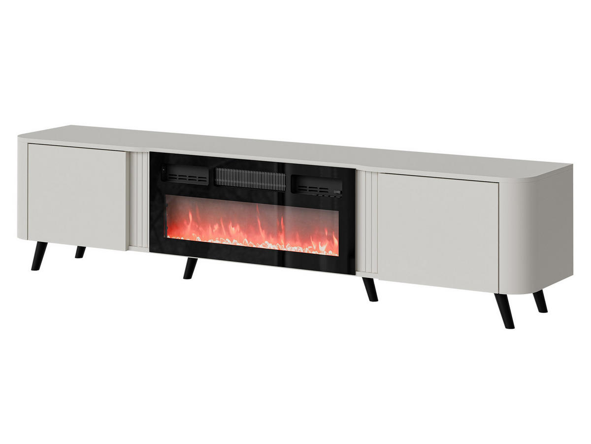 TV-LOWBOARD Volare 200 EF mit Kamin - Kaschmir/Schwarz, Holzwerkstoff/Kunststoff (200/49/39cm) - MIRJAN24