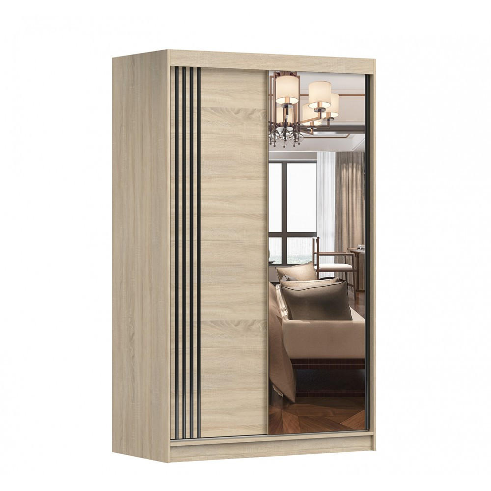 SCHIEBETÜRENSCHRANK - NOAH 07 (Sonoma) - Sonoma Eiche, Holzwerkstoff/Metall (120/200/61cm) - Möblo