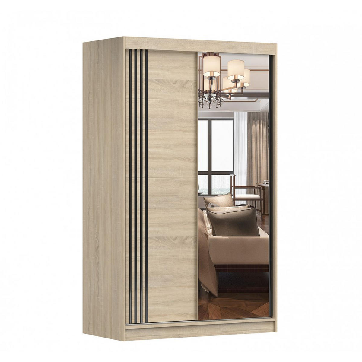 SCHIEBETÜRENSCHRANK - NOAH 07 (Sonoma) - Sonoma Eiche, Holzwerkstoff/Metall (120/200/61cm) - Möblo
