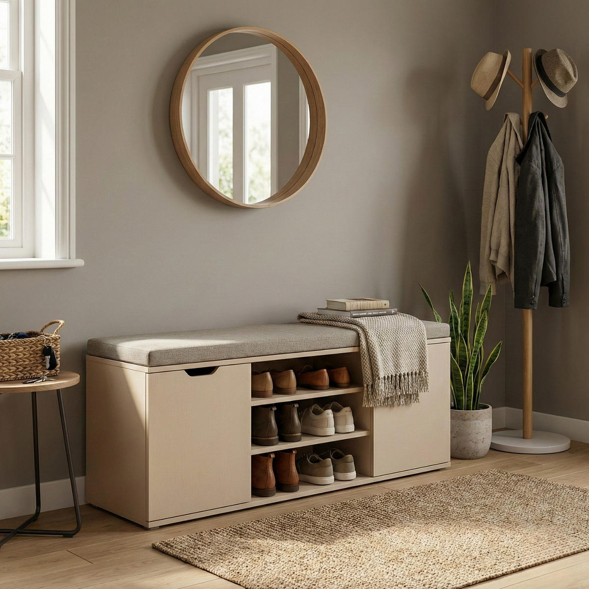 SCHUHSCHRANK Porta 103/30/46 cm - Hellgrau, Holzwerkstoff (30/46/103cm) - BOXIMO