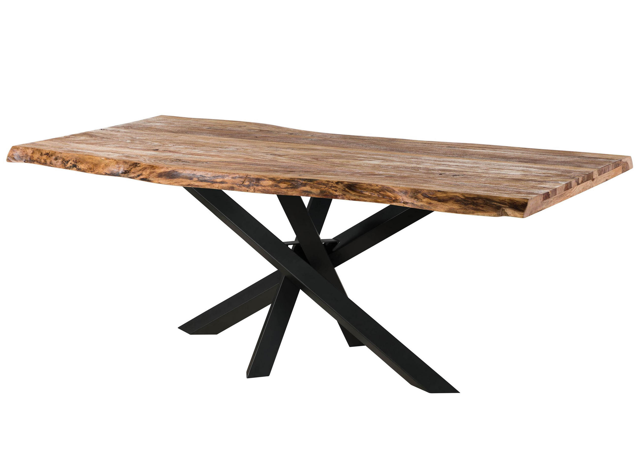 BAUMTISCH Sheesham 240x100x79 natur sandgestrahlt / Mikado-Beine anthrazit matt FREEFORM 5 - Anthrazit/Naturfarben, Holz (240/100/79cm) - Massivmoebel24