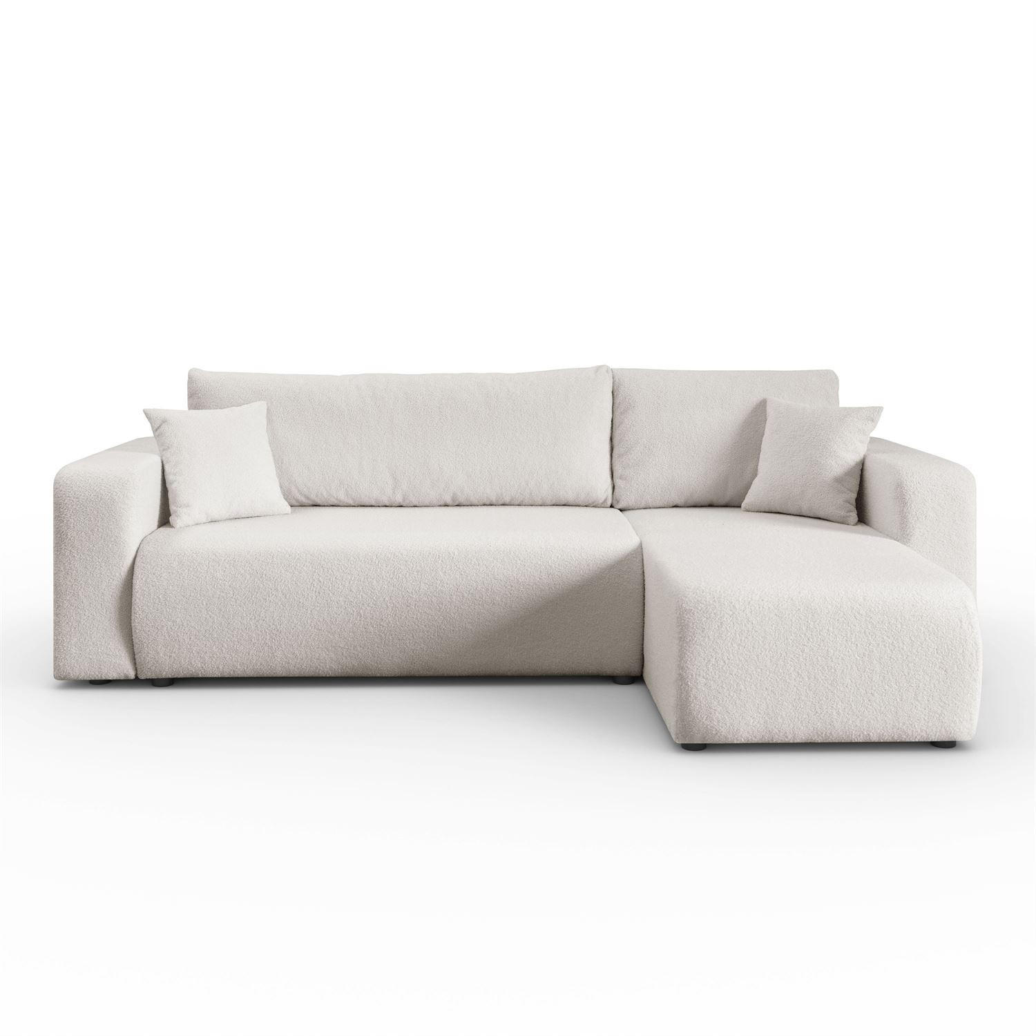 ECKSOFA VESPO L mit Schlaffunktion und Bettkasten - Ecru, Textil (247/143cm) - Lookway