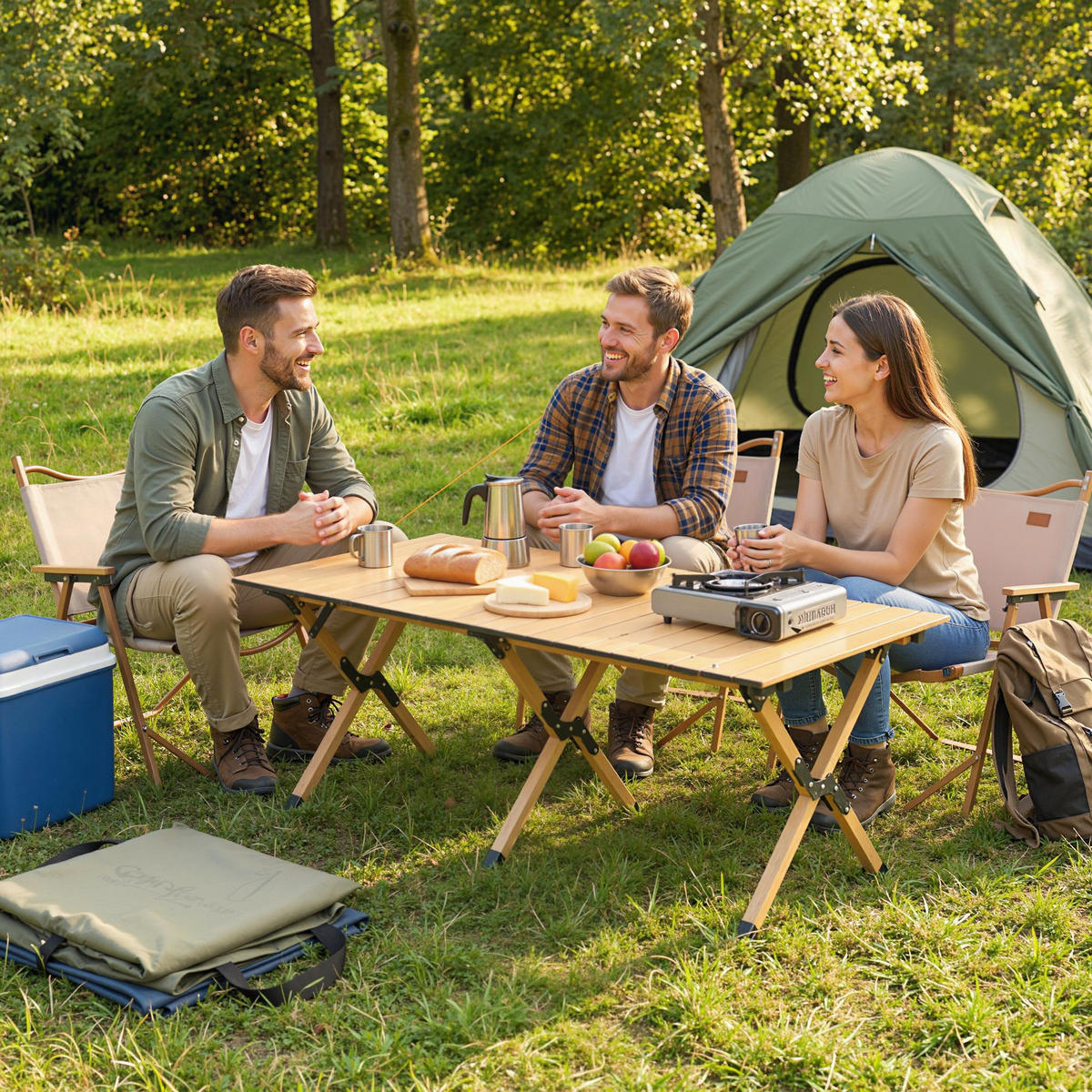 CAMPINGTISCH Aluminium Eiche - Eichefarben, Kunststoff/Metall (117/60/44cm) - Outsunny