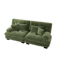 SCHLAFSOFA mit 2 Lendenkissen, 2 Dekokissen und Massivholzrahmen, Grün - Grün, Textil (220/81/77cm) - EVRYAE