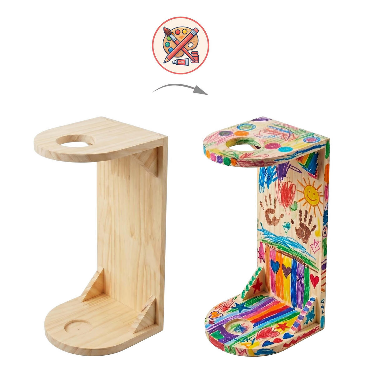 WANDHALTER Natur 2er-Set für Steckenpferd Kiefernholz 35 cm - Hellbraun, Holz (15/35/15cm) - Relaxdays