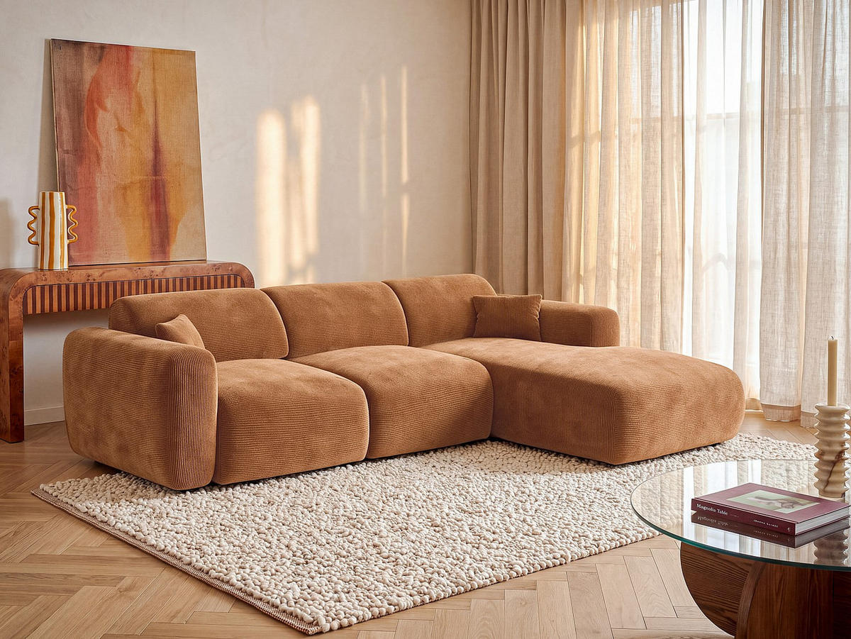 SOFA - 5 Personen - samt - terracotta Pogni - Terracotta, Textil (280/165cm) - Vente-Unique