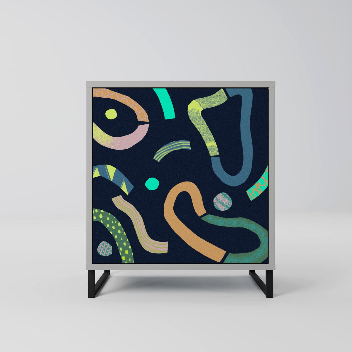 SIDEBOARD CONTRAST DANCE, Grau, 57,5x42x57,5 cm, Ohne Füße - Multicolor/Grau, Holzwerkstoff (57.5/57.5/42cm) - SpaceRebels