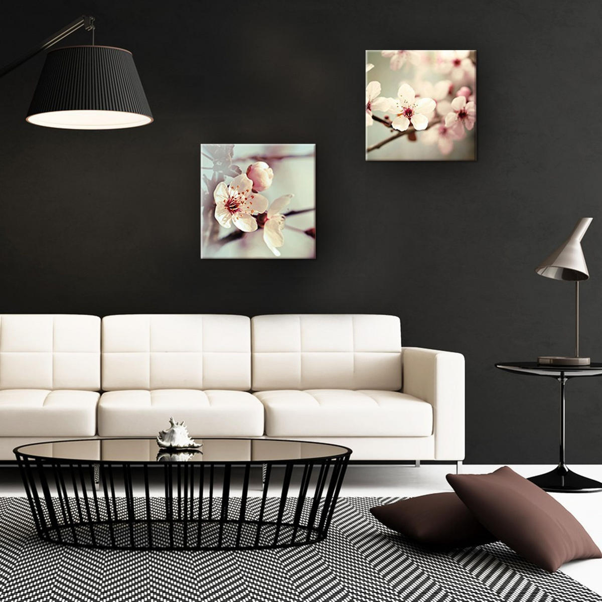 GLASBILD 30×30 cm Blumen weiß rosé - Beige, Glas (30/30cm) - artissimo