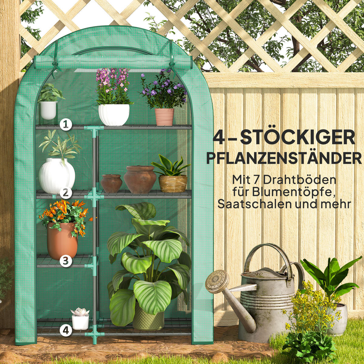 GEWÄCHSHAUS, 100L x 45B x 160H cm - Grün, Kunststoff/Metall (45/160/100cm) - Outsunny