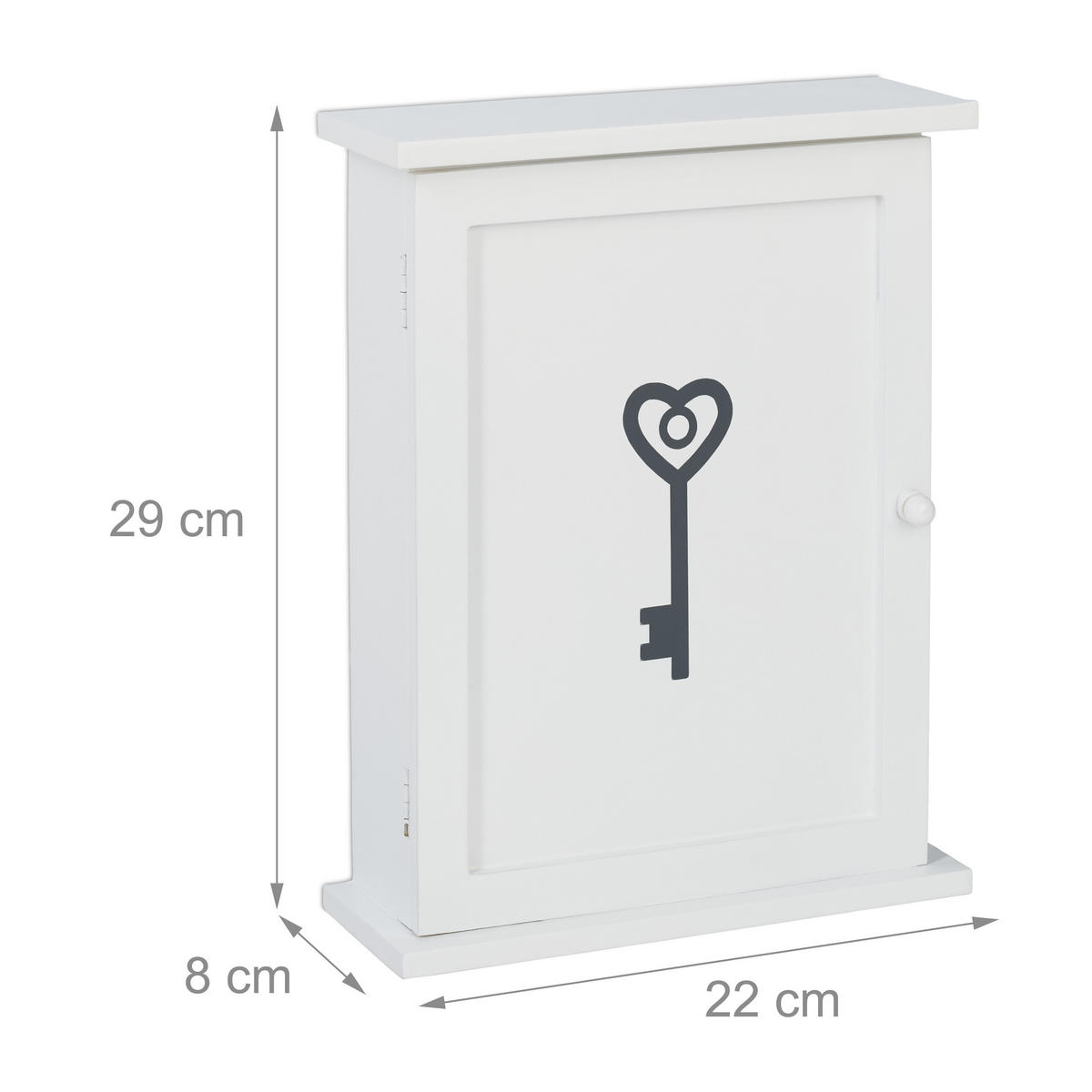 SKRINKA na kľúče - biela, kov/kompozitné drevo (22/29/8cm) - Relaxdays