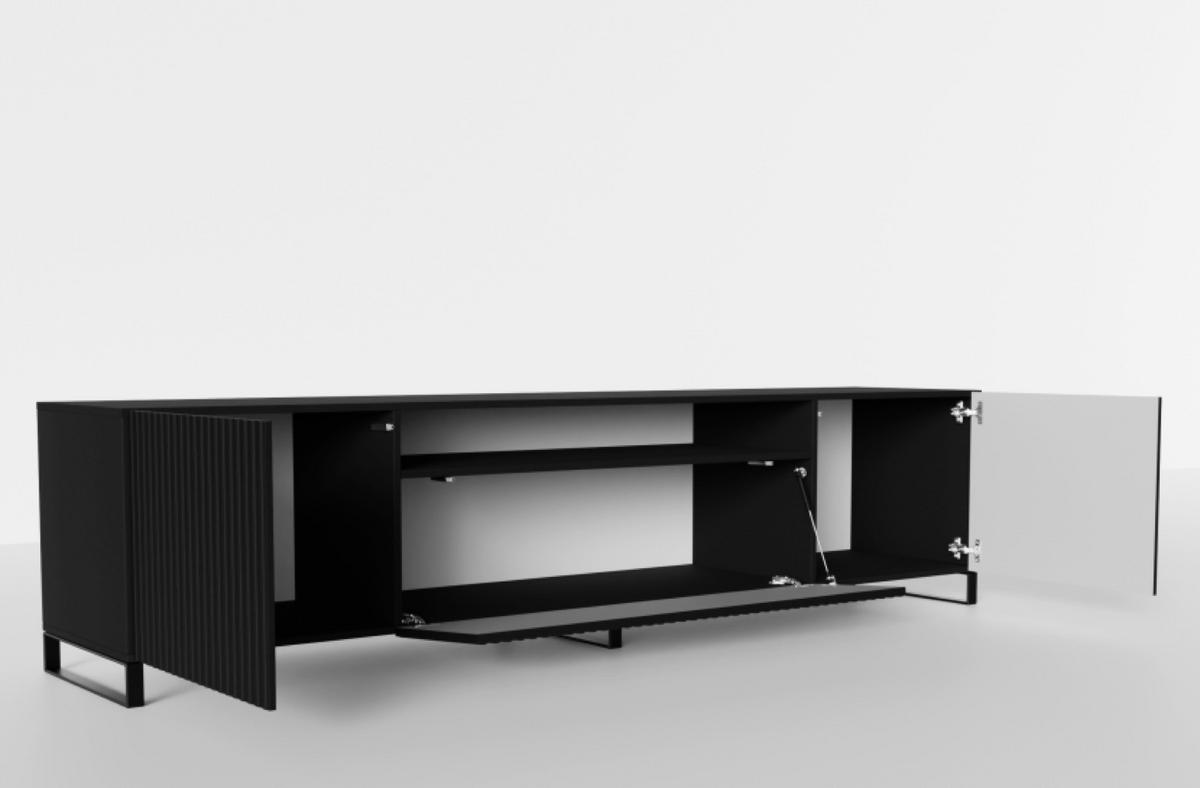 TV-SCHRANK Schwarz NOELI Mit Gerillter Front - Schwarz, Holzwerkstoff (200/53/41cm) - Sepro Meble