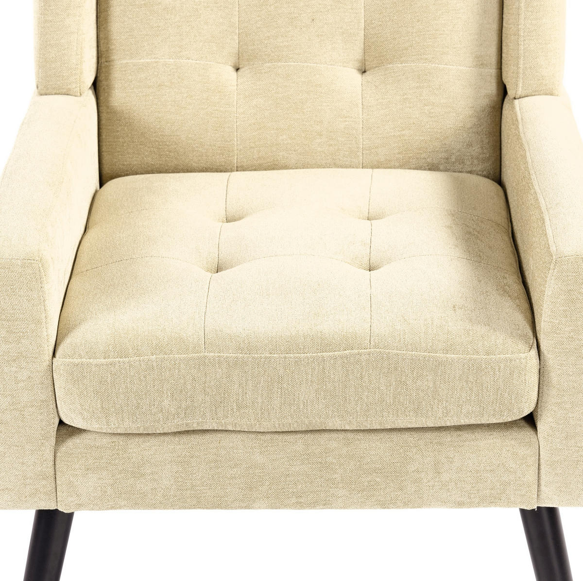 SESSEL Beige mit Tufting und Massivholzbeinen, kompakt und bequem,76/68/88 cm - Beige, Textil (76/88/68cm) - Flora Grace