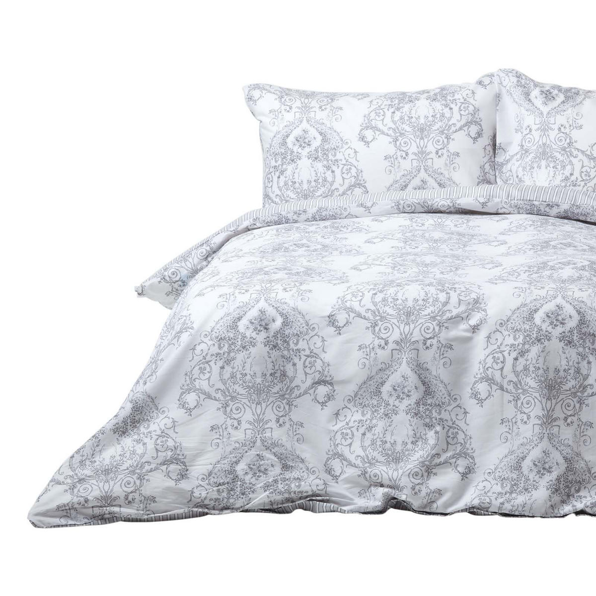 WENDEBETTWÄSCHE Toile-De-Jouy - Grau, Textil (260/220cm) - Homescapes