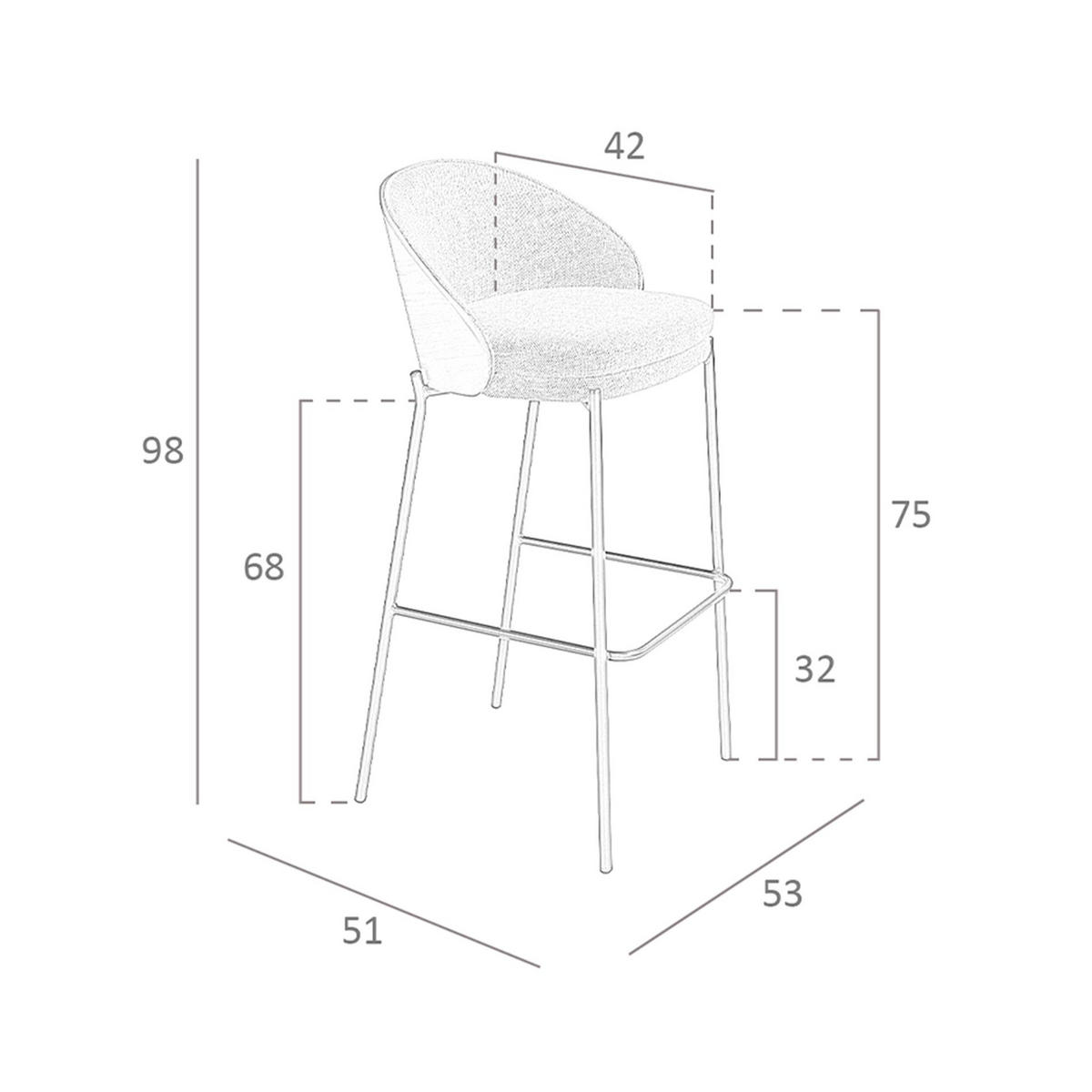 BARHOCKER, Grau, Walnuss, Schwarz 53/ 51/ 89 cm - Walnussfarben/Schwarz, Textil (53/98/51cm) - ANGEL CERDA