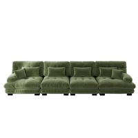 SOFA modular 4-Sitzer Chenille Green - Grün, Kunststoff (77/81/406cm) - Meubliv