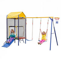 SPIELGERÄT Outdoor Kinder Turm Schaukel Rutsche - Multicolor, Metall (336/217cm) - LEBENLANG