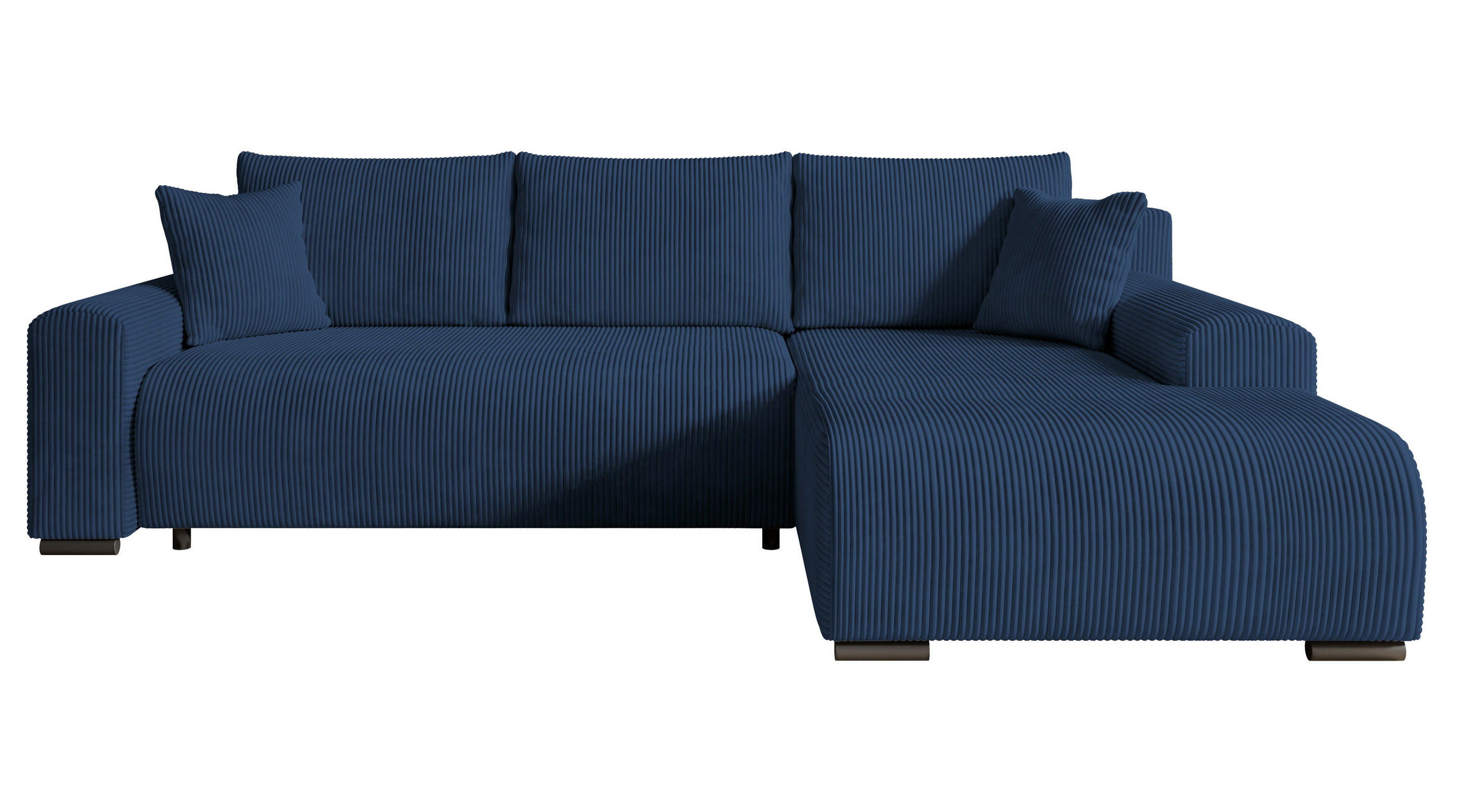 ECKSOFA Nelly mit Bettkasten und Schlaffunktion, Cordstoff in L-Form - Blau, Textil (270/185cm)