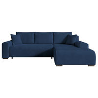 ECKSOFA Nelly mit Bettkasten und Schlaffunktion, Cordstoff in L-Form - Blau, Textil (270/185cm)