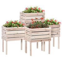 HOCHBEET Pflanzkasten aus Holz, 4 Kombinationsmodi, für Garten und Balkon, Naturholz - Fichtefarben, Holz/Kunststoff (30/60/50cm) - Outsunny