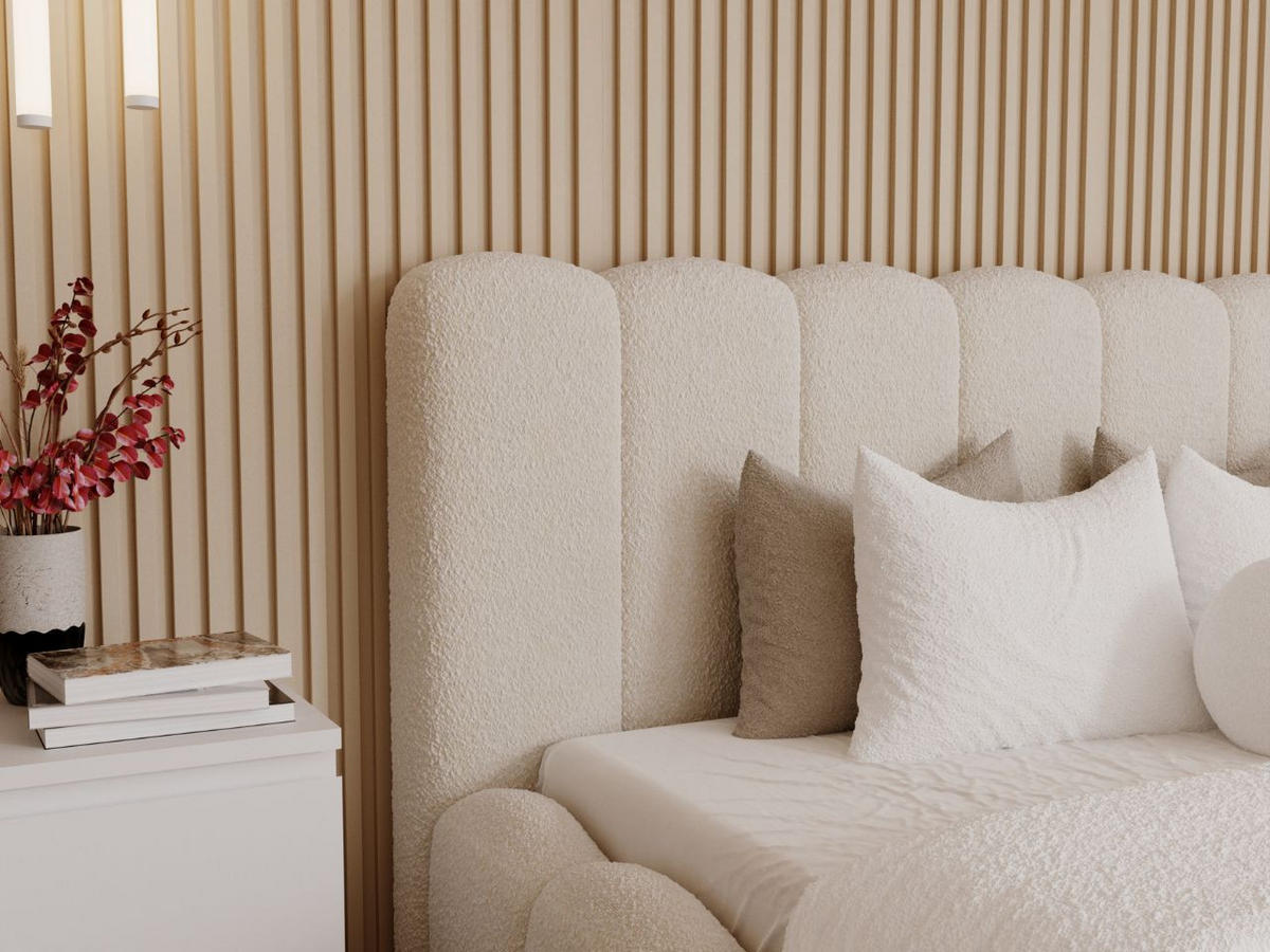 POLSTERBETT Smile 160x200 Bouclé-Stoff Creme - Creme, Textil (160/200cm) - Graingold