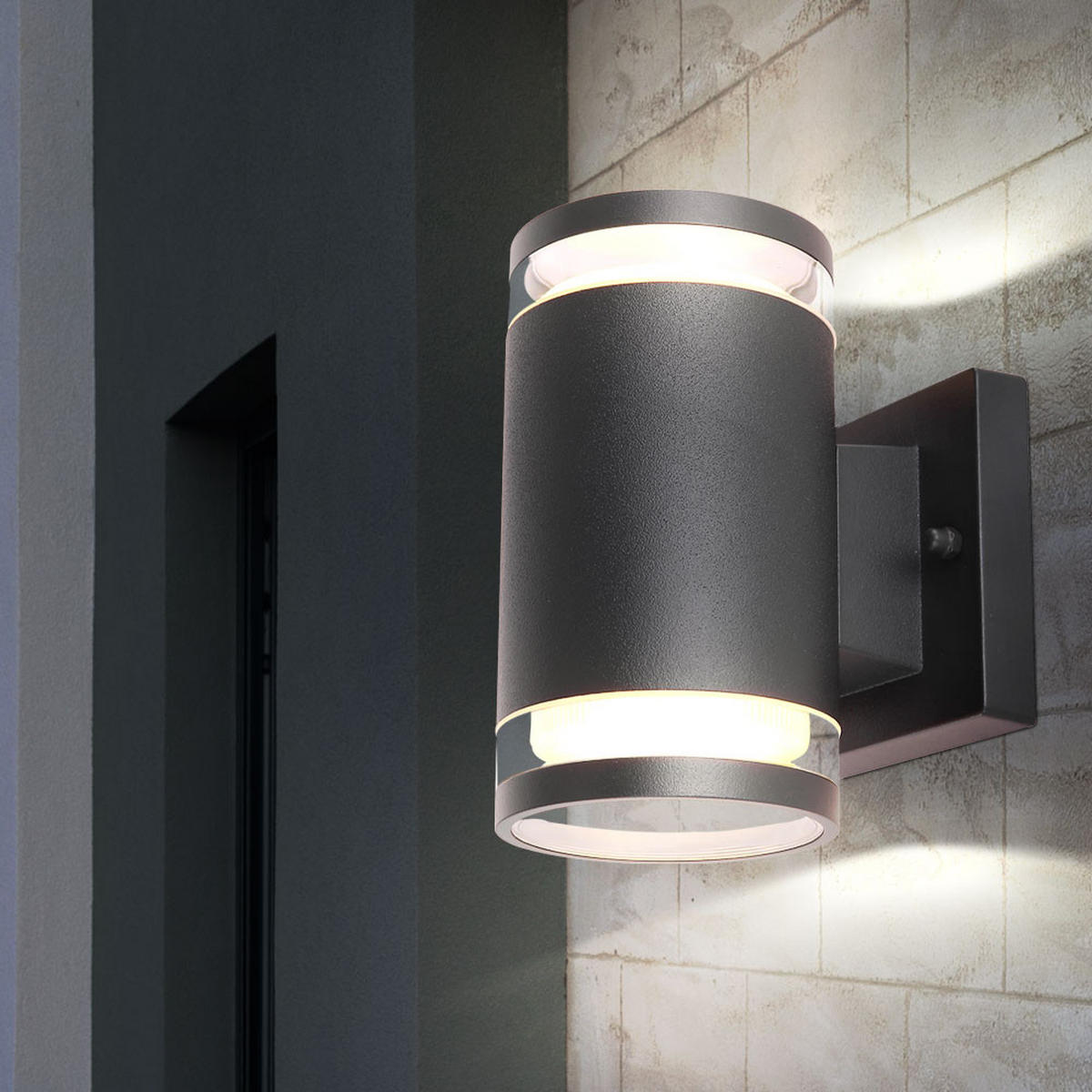 AUSSEN-WANDLEUCHTE Aluminium Anthrazit - Grau, Glas (10/16.5/13cm) - Globo Lighting