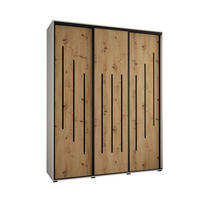 SCHWEBETÜRENSCHRANK 235,2/200/60 3-türig - Silberfarben/Eiche Artisan, Holz/Metall (200/235/60cm) - Abiks Möbel