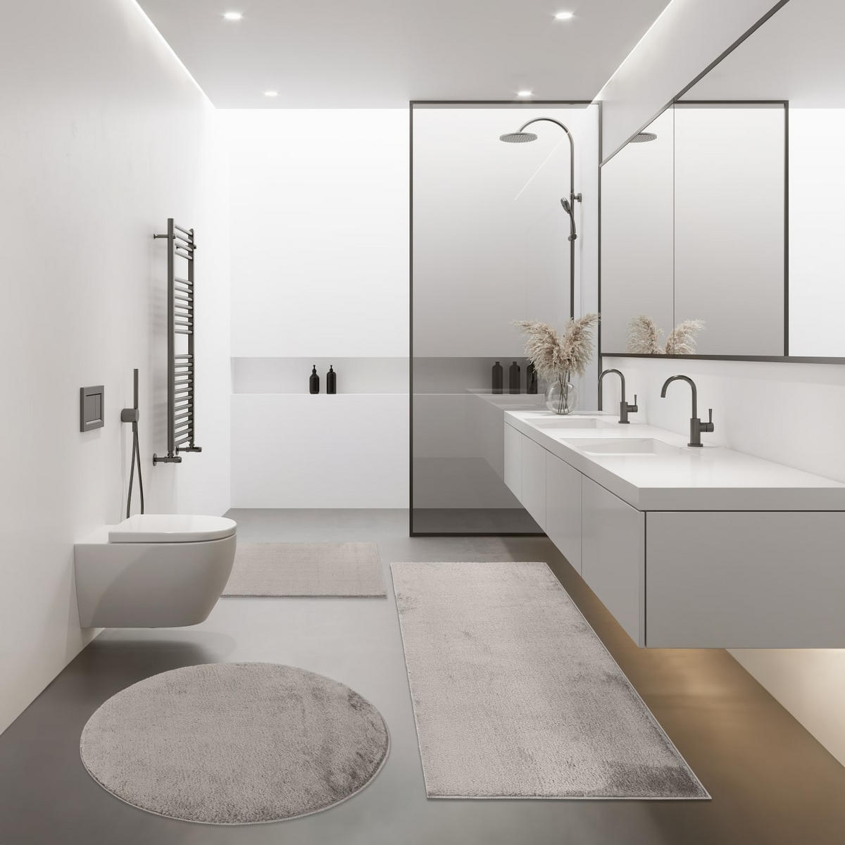BADEMATTE 40/55 cm Kanda 360 - Grau, Kunststoff (40/55cm) - Paco Home
