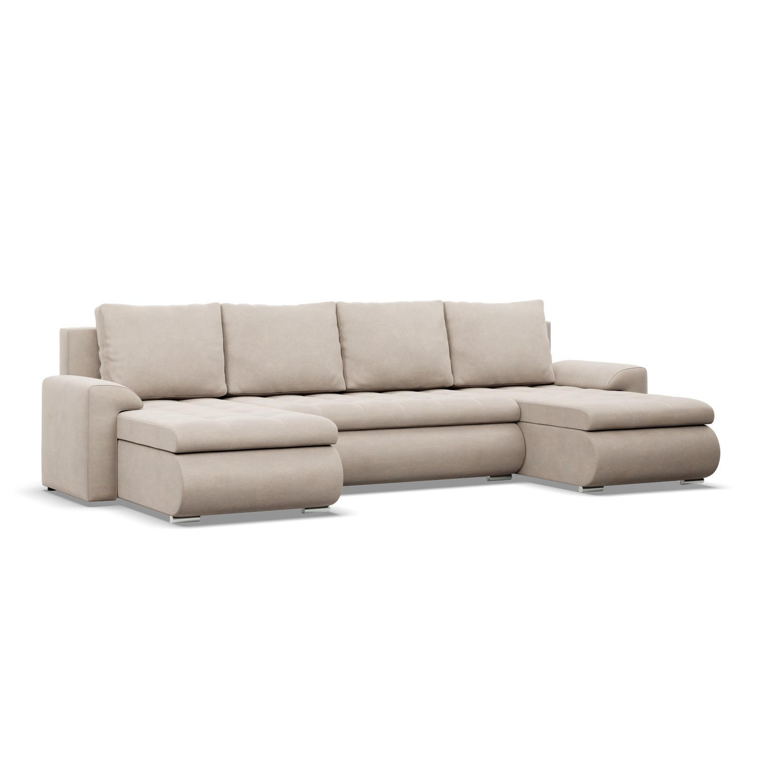 U-SOFA MIT SCHLAFFUNKTION FORESTA, Beige - Beige, Textil (302/89/159cm)