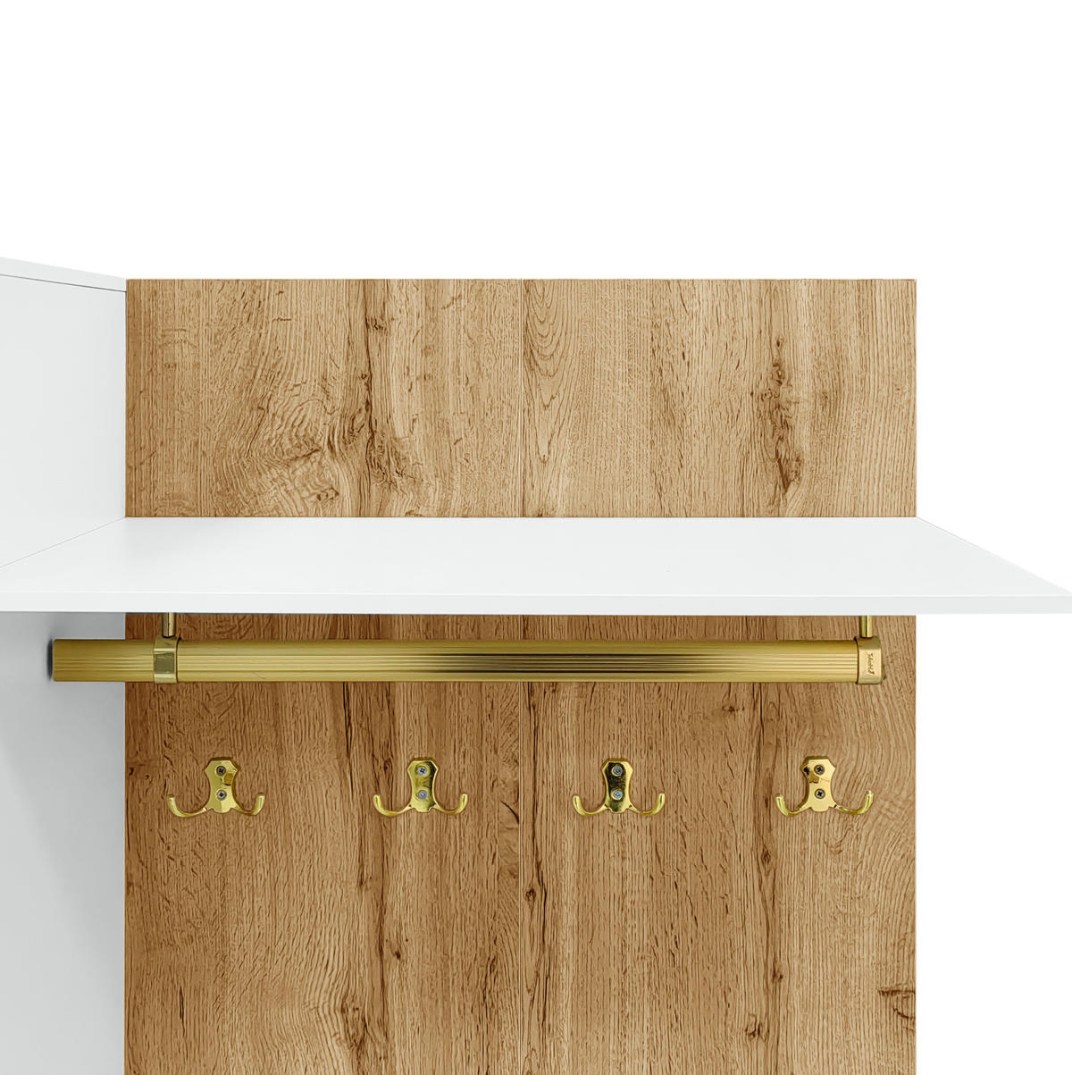 SCHUHSCHRANK aus MDF & Spanplatte 110x38x190cm in Natur mit Spiegel & LED - Naturfarben, Holzwerkstoff (110/190/38cm) - Modfu