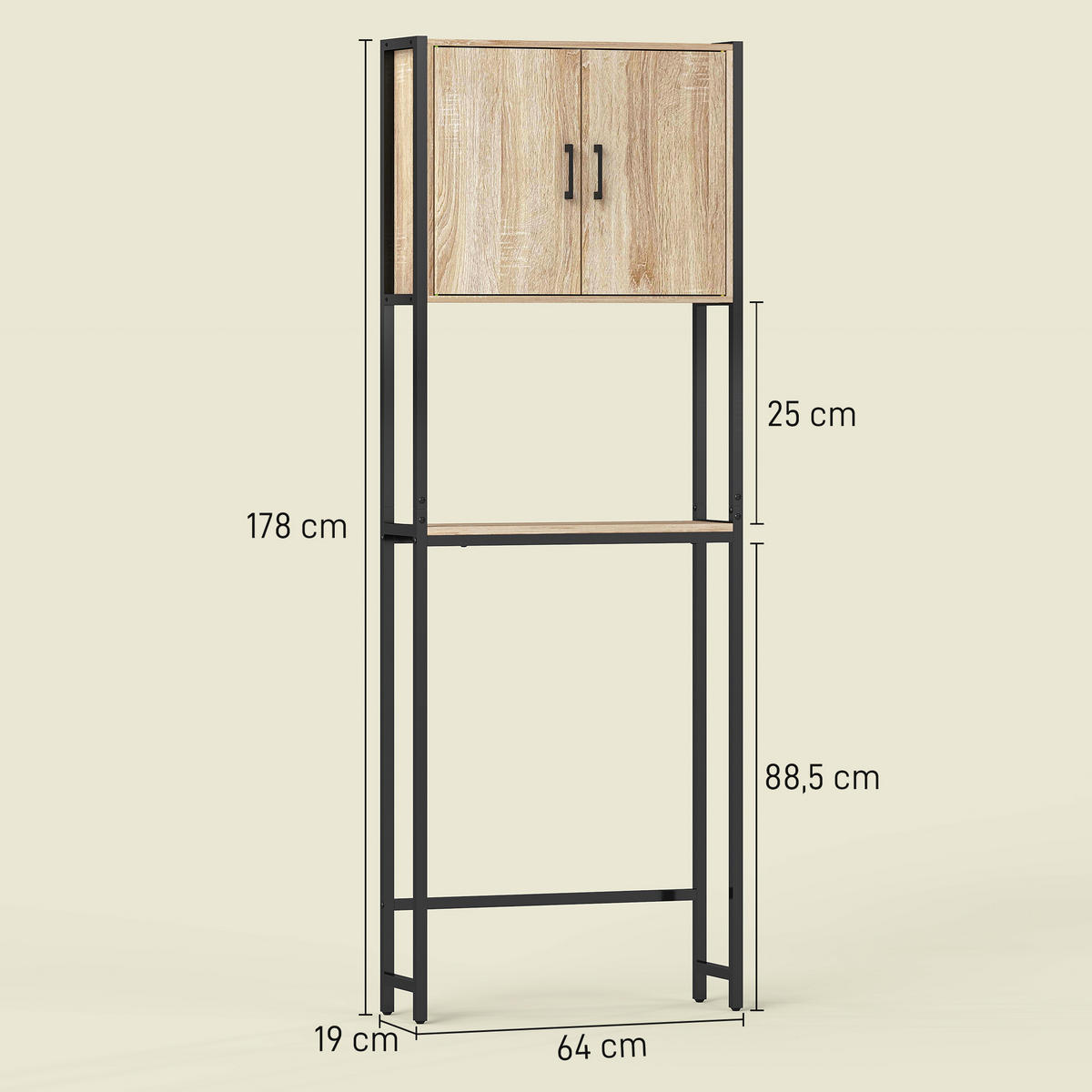 HÄNGESCHRANK Naturholz 1 Stück - Beige, Naturmaterialien (64/178/19cm) - GiPP