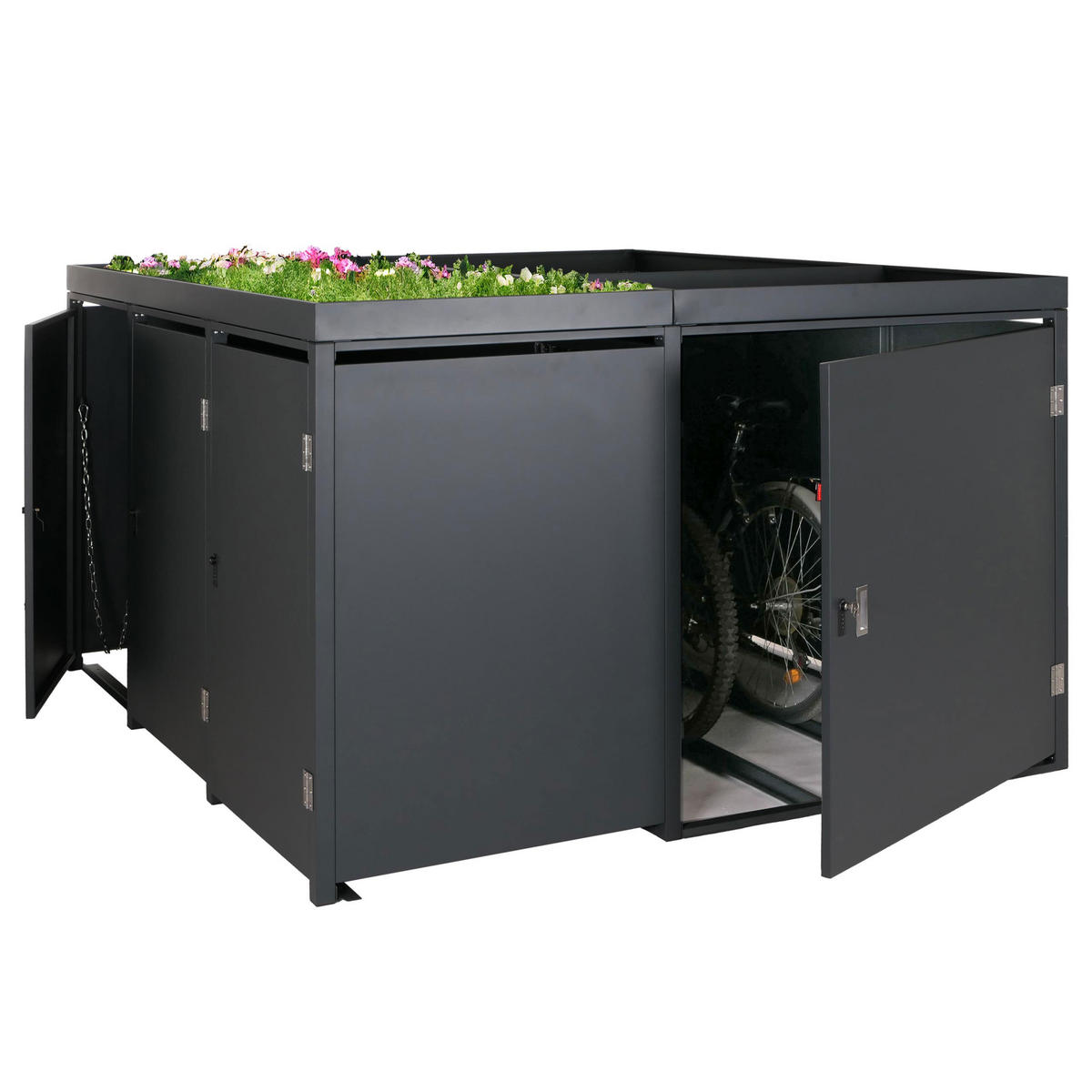 MÜLLTONNENVERKLEIDUNG/RADGARAGE Anthrazit - Anthrazit, Metall (193/130/208cm) - MCW