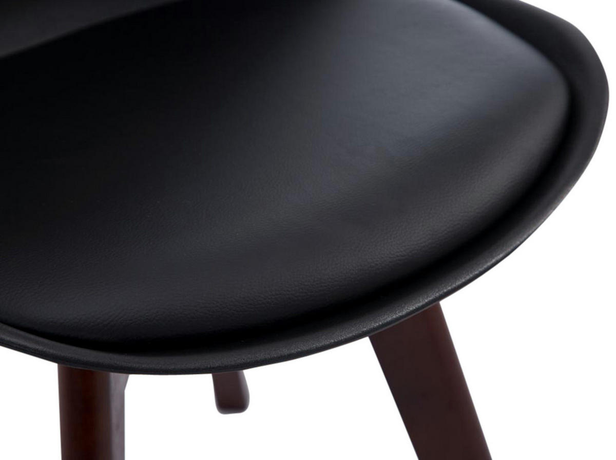 STUHL 4er Set Lederlook schwarz - Walnussfarben/Schwarz, Holz/Textil (48/84/55cm) - CLP