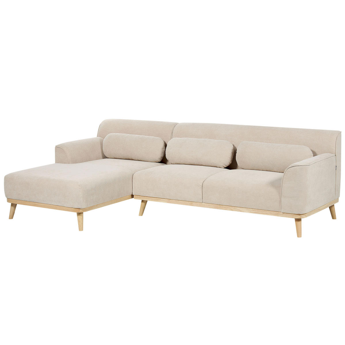3-SITZER-ECKSOFA Cord hellbeige linksseitig Simos - Hellbraun/Beige, Textil (264/159cm) - Beliani