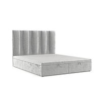 POLSTERBETT Orta mit Stauraum 180/200 cm Hellgrau im Lotta Stoff - Hellgrau/Schwarz, Holz/Holzwerkstoff (180/200cm) - AltaBeds
