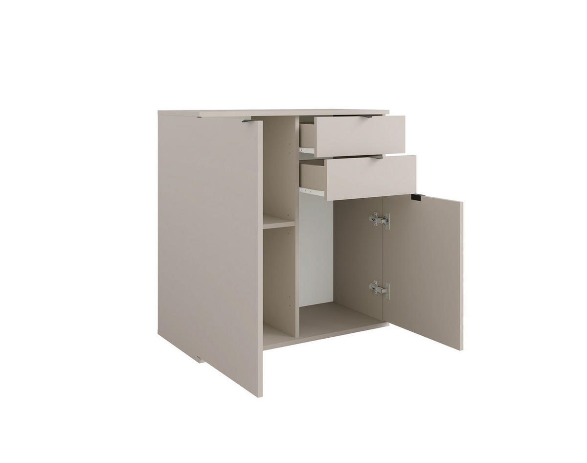 KOMMODE METRIX 80/82,5/35cm mit 2 Schubladen 2 Türen Kaschmir - Kaschmir, Holzwerkstoff (80/82.5/35cm) - MASSENO