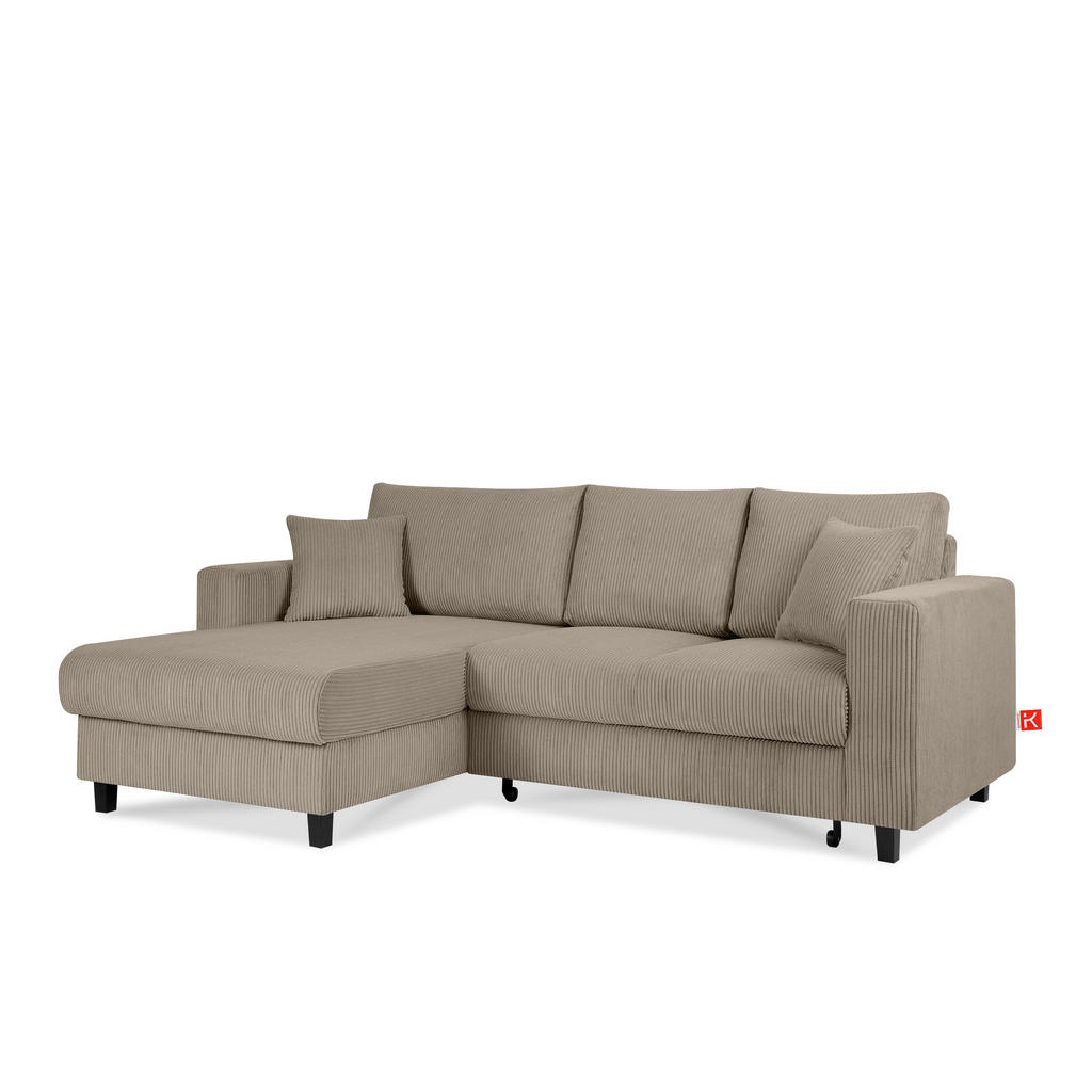 Thumbnail - Konsimo® Eckschlafsofa, Beige, Textil, L-Form,L-Form, 234x90 cm, Hergestellt in Europa, Wohnzimmer, Sofas & Couches, Woh...