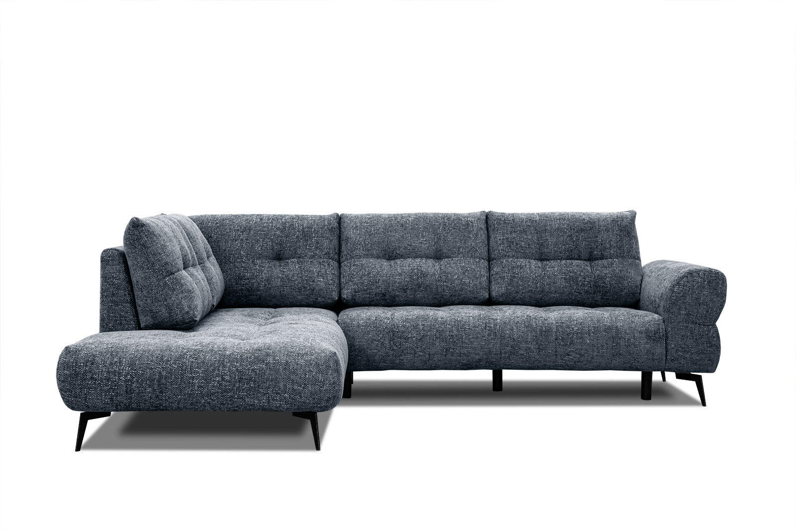 ECKSOFA SALVINI 5-Sitzer, dunkelblau - Schwarz/Dunkelblau, Holzwerkstoff/Textil (158/292cm) - Courtois Laville