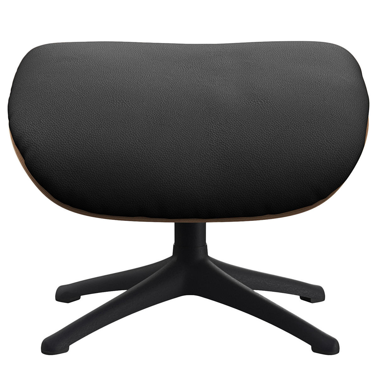 POLSTERHOCKER - Echtleder - Schwarz, Leder/Metall (49/39/44cm) - home24