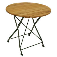 KLAPPTISCH Bad Belzig aus Robinienholz 77 cm rund, Stahlgestell Grün - Braun, Holz (77/77/72cm) - TPFGarden
