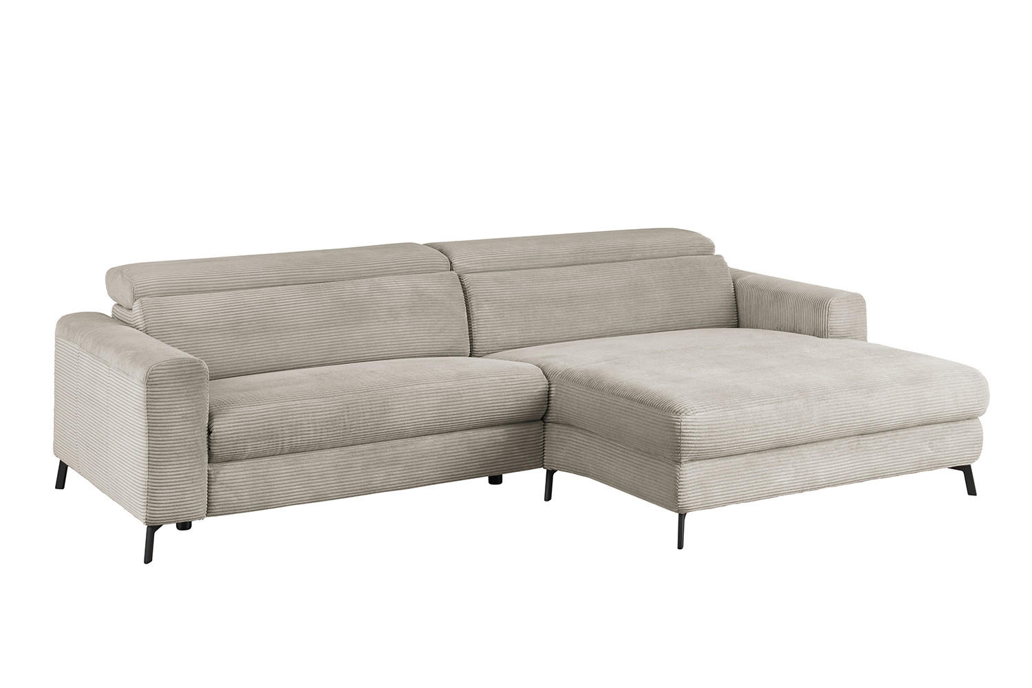 ECKSOFA LAISKA Steingrau Cord - Beige/Schwarz, Textil/Metall (282/177cm) - KAWOLA