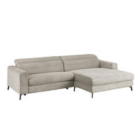 ECKSOFA LAISKA Steingrau Cord - Beige/Schwarz, Textil/Metall (282/177cm) - KAWOLA