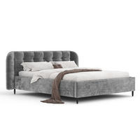 POLSTERBETT Nuno Grau 160/200 cm im Chenille-Stoff - Schwarz/Naturfarben, Holz/Holzwerkstoff (160/200cm) - Maison de Reve